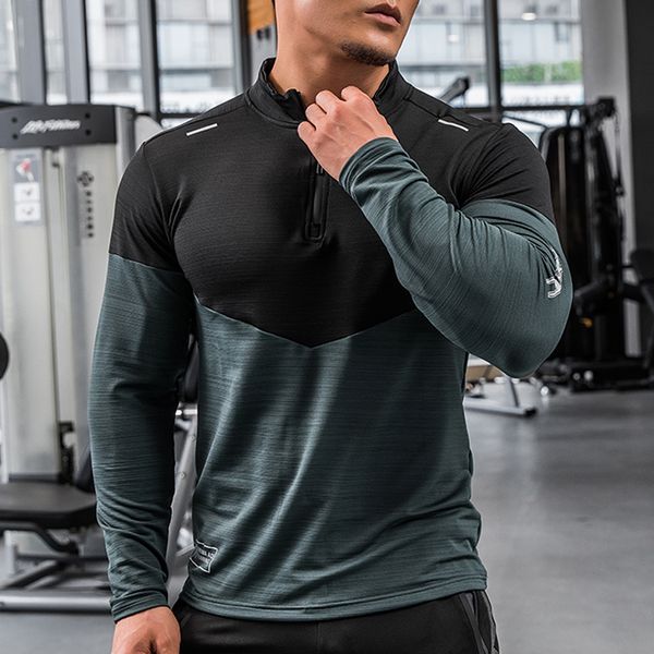 Hommes Gym Compression Shirt Homme Rashgard Fitness Manches Longues Running Vêtements Homme T-shirt Football Jersey Sportswear Dry Fit 220520