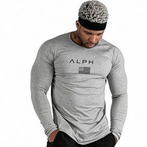 Hommes Gym Vêtements de sport Fi Bodybuilding T-shirt Sweat-shirt de course respirant Fitn Casual Homme Lg manches Tshirt w5JX #