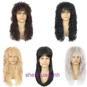 Wig Hair Wig New Punk Metal Rock Style Long Couvre-tête en fibre chimique bouclée