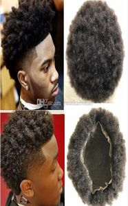 Coiffures pour hommes afro curl cheveux humains TOUPE FULL LACEE BRORN BLACH COULEUR PERUVIEN VIRGIN