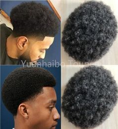 Heren haarstukjes Afro Hair Full Lace Toupee 1B Grijs European Virgin Human Hair Mens Toupee Haarvervanging voor zwarte mannen 3499746