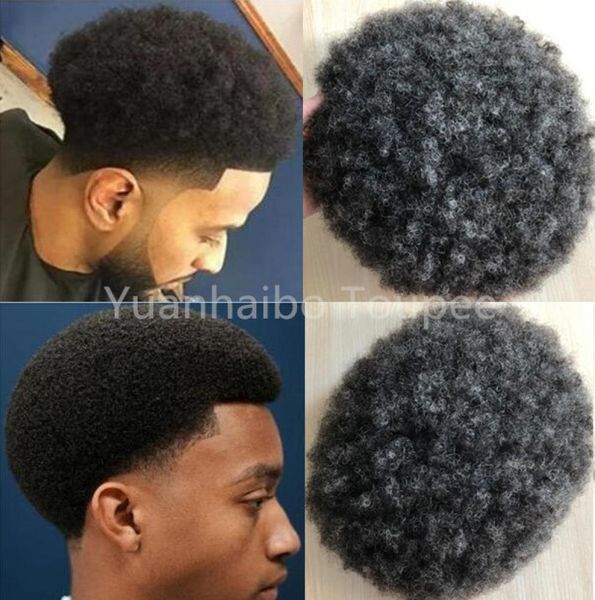 Postizos para hombre Cabello afro Tupé de encaje completo 1b Cabello humano virgen malasio gris Reemplazo de cabello para hombre tupé para hombres negros 1627728