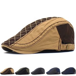 Heren Hoeden Retro Baretten Hoed Voor Vrouwen Katoenen Vizieren Borduren Brief Platte Caps Kunstenaar Piekte Sboy Cap 240311