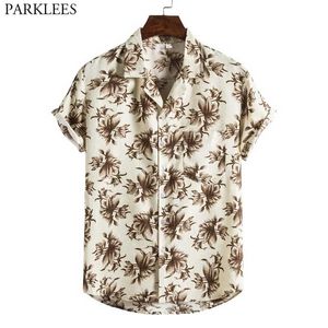 Hommes hawaïen Aloha chemise à manches courtes décontracté boutonné Floral imprimé chemises de plage décontracté vacances vacances vêtements Chemise 210522