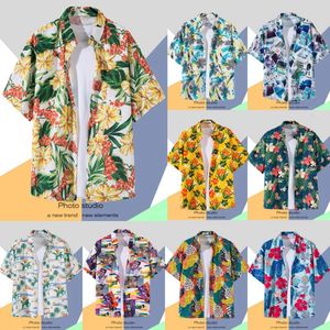 Heren Hawaiiaans shirt reversknop mode drukkerij met korte mouwen bloem retro Hong Kong Summer Holiday Beach 240506