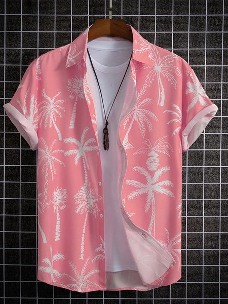 Chemises hawaïennes pour hommes à manches courtes chemise imprimée en 3D chemisier de plage Orange rétro motif de cravate chemises Aloha hauts d'été 230226