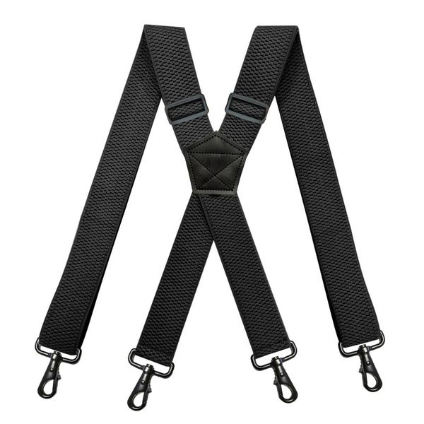 Tirantes de trabajo resistentes para hombre, 38cm de ancho en forma de X con 4 ganchos giratorios, elásticos ajustables, pantalones de snowboard para motorista, tirantes 2872