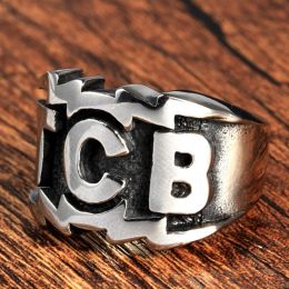 Bague TCB lourde pour hommes, bague de motard en or blanc 14K, Cool, prenez soin des affaires, mode Punk, bijoux de fête, meilleur cadeau