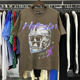 Heren Hellstar Designer T -shirt Graphic T y2k Hipster gewassen stof Strt Graffiti Lettering Foil Print Vintage Colo Ful Losse Fitting Hip Hop Clothing 15