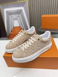 Time Out Sneaker Luxe casual schoenen voor heren en dames Kalfsleer echt leer Roze Wit reliëf bruin Bedrukt leer designer damessneakers