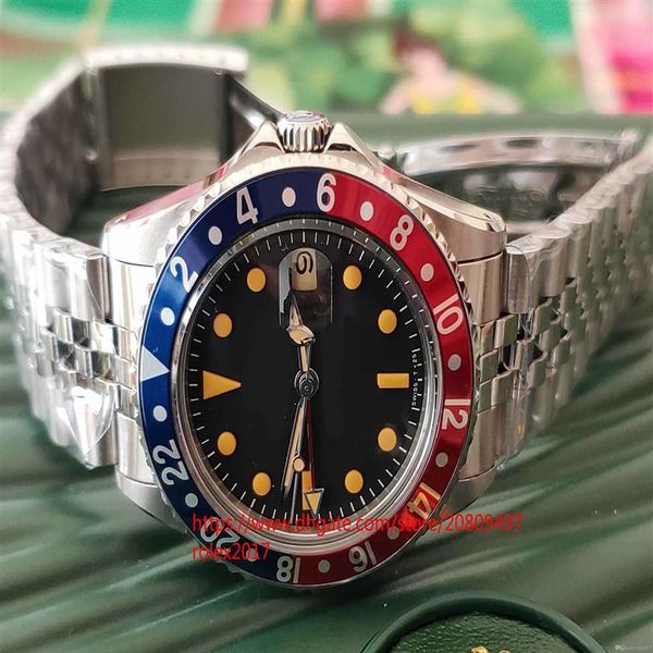 Montres-bracelets classiques de haute qualité pour hommes 40mm Vintage GMT 1675 Rouge Bleu Pepsi Lunette Jubilé Bracelet Asie 2813 Movemen Automatique Men2245