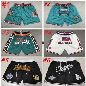 Herenhoge kwaliteit Designer All Team Basketball Swin Shorts Don Korte Retro Sports Wear Justdon Baseball met Pocket Zipper Sweatpants 6484 27