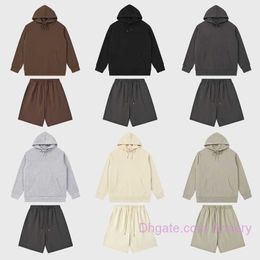 Survêtement à capuche pour hommes de haute qualité pull décontracté sweat à capuche chemise pantalon costume couleur unie hommes et femmes couple shorts deux pièces ensemble