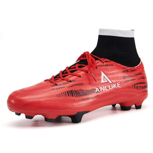 Chaussures de football montantes pour hommes confortables TF AG chaussures de football chaussures d'entraînement confortables pour jeunes noir rouge vert