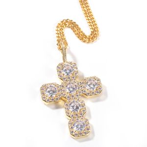 Iced Out Croix Pendentif Or Colliers Mode Hommes Hip Hop Collier Bijoux