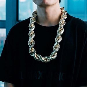 Collier chaîne Hip Hop pour hommes, chaînes en or 14 carats, grands colliers exagérés, bijoux 30mm 30 pouces 306S203G