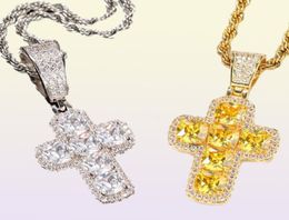 Collier de croix Hip Hop Mens Bling Iced Out Pendre Bijoux Gold Slver Chains Diamond PECE Déclaration Femmes Men5700889