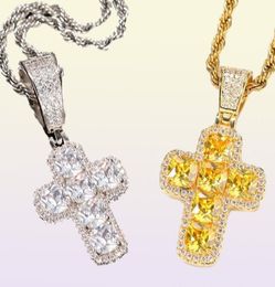 Collier de croix Hip Hop Hop Fashion Bling Iced Out Pendre Jewelry Gold Slver Chains Diamond Pecpe State Women Men8634093