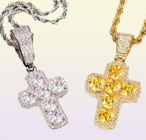 Collier de croix Hip Hop Mens Bling Iced Out Pendre Bijoux Gold Slver Chains Diamond Pecpe State Women Men3229001