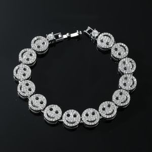 Mens Hip Hop Visage Sourire Designer Collier Ras Du Cou Géométrie Exagérée Plein Diamant Cristal Or 18K Argent Cuba Chaîne Designer Colliers Bracelet Bijoux