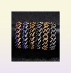 Hip Hop Hop Gold Bracelets Cadena Black Blue Diamond Bracelets Joya Fashion Freed Out Miami Cuban Link Pulsera 8 pulgada 38 R28604211