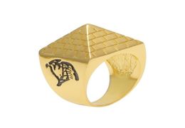 Anillo de oro de Hip Hop para hombre, joyería de moda, pirámide egipcia, Punk, Retro, aleación, anillos de Metal 1078250