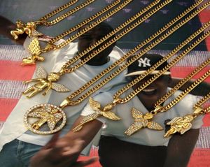 Bijoux Hip Hop Bijoux Crystal Angel Pendants Pendants European et Américain Style Hiphop Hiphop Chain Colliers Accessorie6255667