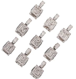 Bijoux Hip Hop Hip Hop Iced Out Initial Letter Collier Pendant Gol Silver Cube Dice Colliers Hiphop4560851