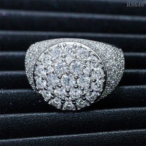 Heren Hip Hop Moissanite Ring S925 Zilveren Moissanite Diamond Ring voor Mannen Vrouwen Party Bruiloft Leuk Cadeau