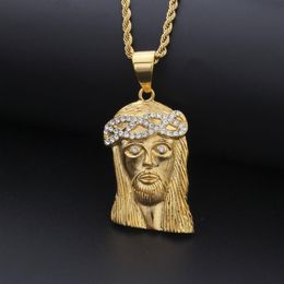 Collier Hip Hop pour hommes, bijoux à la mode en acier inoxydable, pendentif pièce de JÉSUS, collier en or de haute qualité, 250G