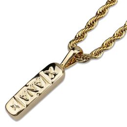 Collier Hip Hop pour hommes, lettre X, cuivre, or, argent, pendentif carré plaqué, chaîne en or, 219H