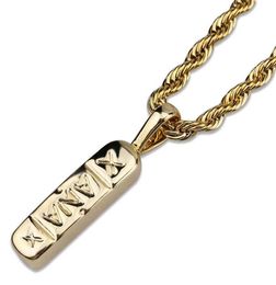 Collar de Hip Hop para hombre Letra X Cobre Oro Plata Color Plateado Collar con colgante cuadrado Cadena de oro 8390404