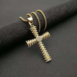 Collier hip-hop pour hommes avec incrustation de diamants, collier pendentif tendance de rue à la mode pour hommes et femmes avec chaîne cubaine