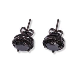 Мужские серьги-гвоздики в стиле хип-хоп, ювелирные изделия, модные черные, серебряные круглые серьги с имитацией бриллианта для мужчин8666831