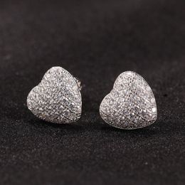 Boucles d'oreilles Hip Hop pour hommes, bijoux à la mode, or, diamant simulé, argent 925, cœur, 260j