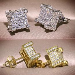 Boucles d'oreilles Hip Hop pour hommes, bijoux de haute qualité, ronds, or, argent, imitation diamant, cadeau 315d