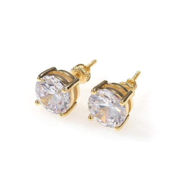 Pendientes de tachuelas de Hip Hop Joyas de alta calidad Gold de oro redondo Silver Diamond Diamond para hombres