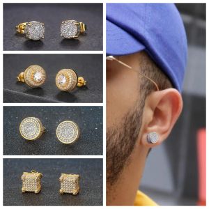 Boucles d'oreilles Hip Hop pour hommes, bijoux, nouvelle mode, boucles d'oreilles en or et argent, variété simulée de Styles, boucles d'oreilles en diamant G239122PE-3