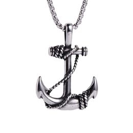 Heren Hiphop Hangdoek Kettingen Trendy eenvoudige Japanse en Koreaanse stijl Schip Anchor 304 Roestvrijstalen gegoten sieraden Boys ornamenten