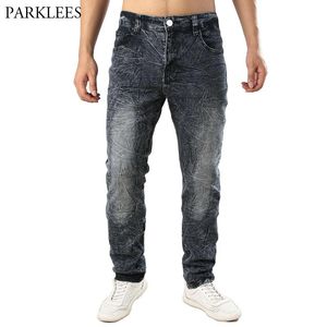 Pantalones vaqueros ajustados Hipster con lavado de nieve para hombre 2018 otoño nuevos pantalones vaqueros de mezclilla de algodón lavados pantalones hombres Hiphop Biker Stretch Jean Homme