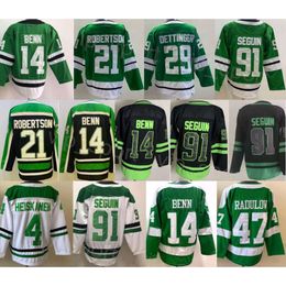 Hockey pour hommes 21 Jason Robertson Jerseys Reverse Retro 14 Jamie Benn 91 Tyler Seguin 29 Jake Oettinger 47 Radulov 4 Miro Heiskanen Couture Centenaire Couleur classique