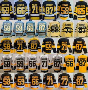 Hockey voor heren 59 Jake Guentzel Jersey Reverse Retro 58 Kris Letang 66 Lemieux 87 Sidney Crosby 71 Evgeni Malkin Stitched Alternate Stadium Series Klassiekers Heritage