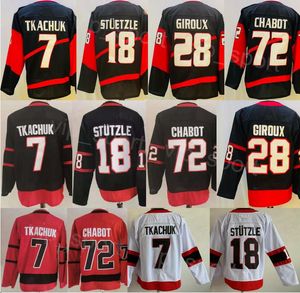 Maillot de hockey pour hommes 7 Brady Tkachuk Reverse Retro 72 Thomas Chabot 18 Tim Stutzle 28 Claude Giroux Stitch Noir Rouge Blanc Couleur de l'équipe Extérieur Pur coton respirant