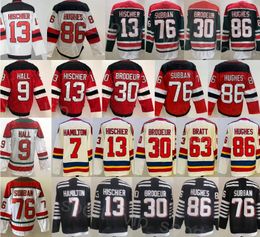 Hockey para hombre 7 Dougie Hamilton Jersey Retro inverso 86 Jack Hughes 9 Taylor Hall 30 Martin Brodeur 13 Nico Hischier 76 PK Subban Vintage Clásico alternativo cosido