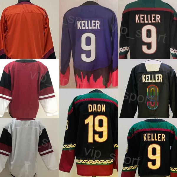 Maillot rétro inversé de hockey pour hommes 9 Clayton Keller 19 Shane Doan Stadium Series Centennial Classic 100e anniversaire cousu noir orange rouge violet blanc équipe