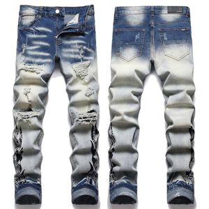 Mens Hole Yabsera S Designers Jeans en détresse mode Biker Biker Stretch Denim décontracté Jean Men Skinny Pantal