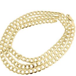 Collier chaîne à maillons cubains creux pour hommes en or jaune 14 carats 6 50 MM 16-30 pouces 255U