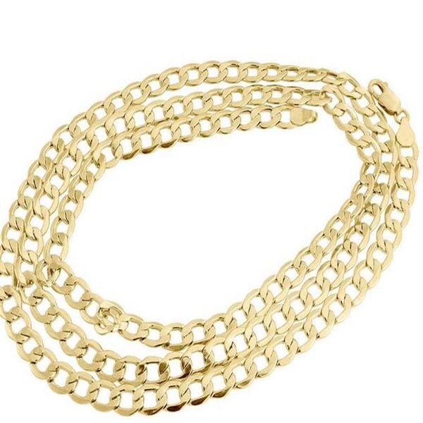 Collier chaîne à maillons cubains creux en or jaune 14 carats pour hommes de 6 à 50 mm, 16 à 30 pouces, 2613