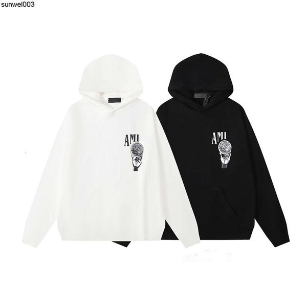 Sweat à capuche pour hommes American Street Style Designer Pull Lettre de mode Imprimer Boule de cristal Graffiti Pull Cap Moins Sweats à capuche noir et blanc