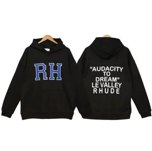 heren hoodie designer merk RHUDE Hoodies Heren bedrukte trui Crewneck lange mouw hoodie High Street Hip Hap Treetwear Rhude Hoody Oversize Tops voor M luxe